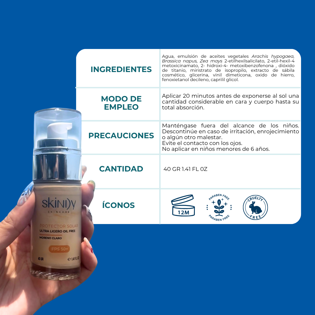 Protector Solar con Color – Tono moreno claro, oil-free