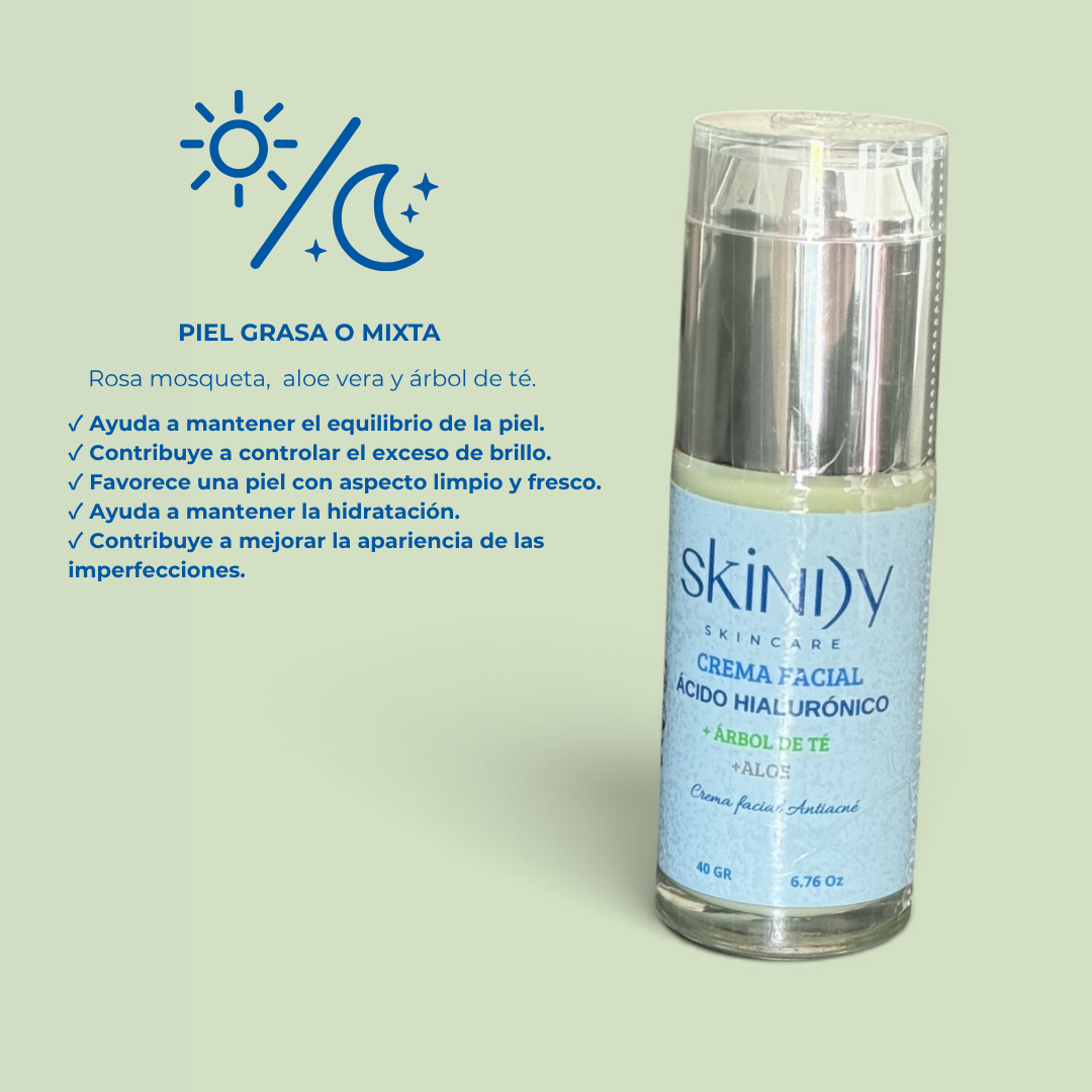 Crema Facial con Árbol de Té – Control de grasa y prevención de acné