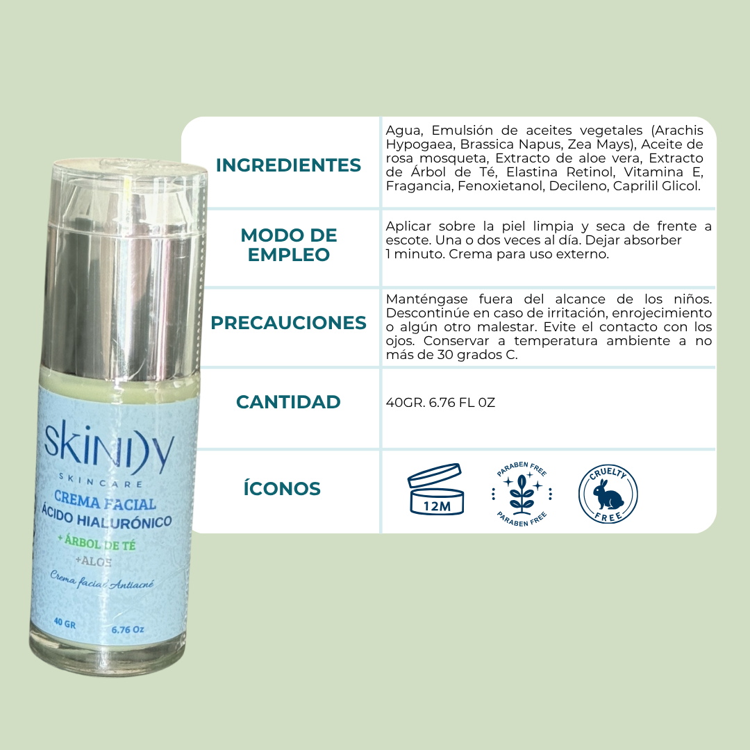 Crema Facial con Árbol de Té – Control de grasa y prevención de acné