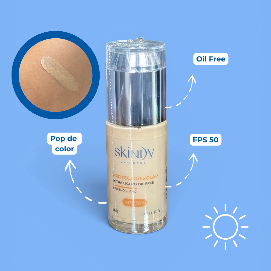 Protector Solar con Color – Tono moreno claro, oil-free