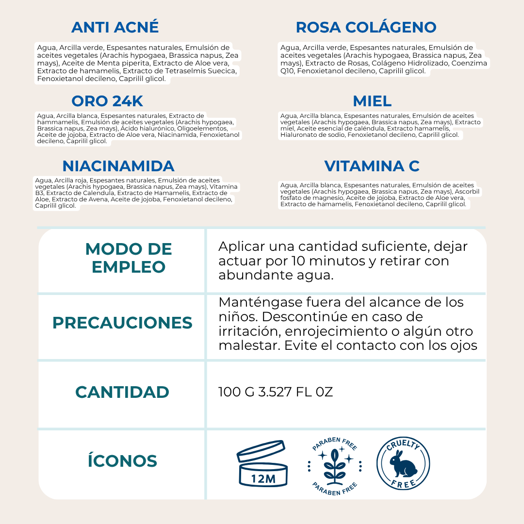 Mascarillas de Arcilla – Cuidado facial personalizado para una piel suave, luminosa y radiante